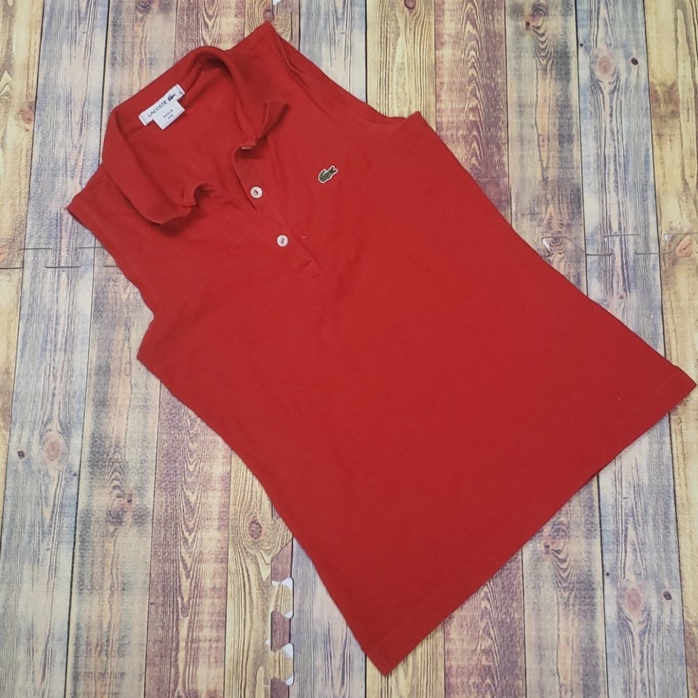 LACOSTE WOMENS SLEEVELESS ALLI POLO SIZE 34 (XS)